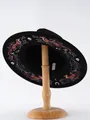 Gothic Fedora Hut in Schwarz mit besticktem Fuchs- und Totenkopfmuster - M (56-58cm) / Schwarz