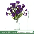 Vibrant purple artificial morning glory flowers with green eucalyptus leaves for decor - Purple