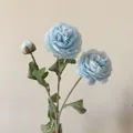 Elegant 3-head artificial light blue Ranunculus branch for minimalist home decor - Light Blue