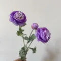 Purple artificial ranunculus 3-head bouquet for home decor floral arrangement - Purple