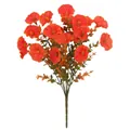 Vibrant orange artificial morning glory bouquet with eucalyptus leaves for home decor - Burnt Orange