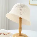 Handmade breathable crochet bucket hat in cream white finish for summer beach outings - M (56-58cm) / Hollow Crochet Style (5632) / Cream