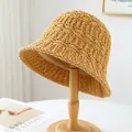 Minimalist handmade woven straw bucket hat in yellow for summer beach trips - M (56-58cm) / Hollow Crochet Style (5633) / Khaki