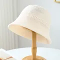 Breathable handwoven beige sun hat for beach and outdoor activities on a stand - M (56-58cm) / Hollow Crochet Style (5643) / Cream