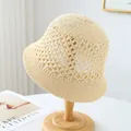 Handmade beige straw bucket hat with a breathable lattice hollow pattern for summer - M (56-58cm) / Diamond Hollow Style (5647) / Beige
