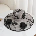 Summer wide-brim sun hat with dual solar fans and graffiti print for outdoor cooling - M (56-58cm) / Camouflage Khaki