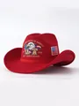 Detailed macro view of the 250th US Anniversary red felt cowboy hat eagle embroidery. - M (56-58cm) / Red