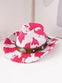 Cappello da cowboy in pelle scamosciata rosa e bianca con fascia in pelle borchiata - M（56-58cm） / bianco-rosa