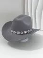 Detailed side view of grey cowboy hat with a decorative teardrop rhinestone band. - M (56-58cm) / Gray
