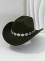 Detail shot of a dark green cowboy hat with a shimmering rhinestone teardrop band. - M (56-58cm) / Army Green