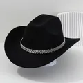 Eleganter schwarzer Western-Cowboyhut mit funkelndem Strassband für Damen Party - M (56-58cm) / Schwarz