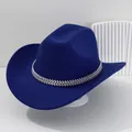 Royalblauer Cowboyhut mit Z-Kette-Strassband für Damenpartys und Ausflüge. - M (56-58cm) / Saphirblau