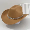 Kamelroter Filz-Cowboyhut mit luxuriöser Strass-Z-Kettenverzierung für Damen. - M (56-58cm) / Khaki
