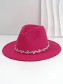 Detailansicht der schweren Strassverzierung am pinkfarbenen Schlapphut mit breiter Krempe - M (56-58cm) / Fuchsia
