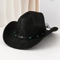 Chapeau de cowboy noir texture peau de serpent avec bandeau en turquoise - M (56-58cm) / Noir
