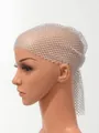 Sparkly silver rhinestone mesh headpiece elastic fishing net headscarf for women party - One Size / White