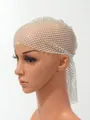 Sparkling silver rhinestone mesh headscarf shown on a mannequin for party wear - One Size / White AB Rhinestones