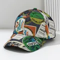 Modieuze herenhonkbalpet met vintage graffiti-print en stijlvol patchwork-ontwerp - M (56-58cm) / Groene Puzzel