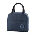 Sac à déjeuner isotherme en tissu Oxford bleu marine avec poignées et patch panda - Bleu Marine Panda