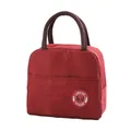 Sac à déjeuner isotherme en tissu cationique rouge avec poignées et logo panda rond - Rouge Vin Panda