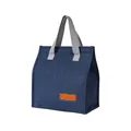Portable insulated lunch bag in navy blue with durable grey handles for daily use - Navy Blue