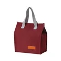 Portable maroon insulated lunch bag with grey handles and large capacity for bento meals - Burgundy