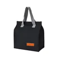 Minimalist black insulated lunch bag with large capacity and grey handles for daily use - Black