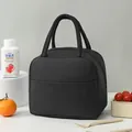 Insulated black lunch bag featuring durable carry handles and a convenient front pocket. - Simple Insulation Style / Black