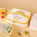 Borsa termica gialla quadrata per il pranzo con orsetto per la scuola e l'ufficio - Teddy Bear / Giallo