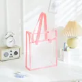Bolsa transparente de PVC impermeable con asas rosas para estudiantes y exámenes escolares - Vertical / Rosa Coral