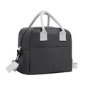 Geïsoleerde grijze lunchtas van kationische stof met verstelbare schouderriem - 27*15*21,5 cm crossbody koeltas / Mat Zwart