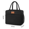 Bolsa de almuerzo aislada negra grande con asa, bolsa de picnic impermeable, 27x15x22cm - TF10 / Negro