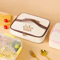 Borsa pranzo quadrata isolata con simpatico design a cucciolo per studenti e ufficio - Cane / Marrone