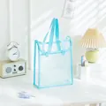 Bolsa de mano transparente de PVC impermeable con asas azul claro para estudiantes - Vertical / Azul Sal de Mar