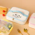 Borsa bento termica stampata panda per studenti e lavoratori con manico blu resistente - Panda / Celeste