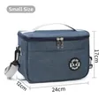 Small size blue insulated lunch bag with adjustable shoulder strap and 24x12x17cm dimensions - Small Size (24x12x17cm) / Navy Blue