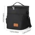 Schwarze isolierte Lunchtasche aus Oxford-Gewebe, Maße 20x20x25 cm mit Schultergurt - Schwarz
