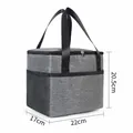 Portable gray cationic fabric insulated lunch bag with mesh pockets and dimensions - Gray