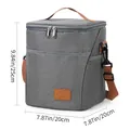 Graue isolierte Lunchtasche aus Oxford-Gewebe mit Schultergurt, Maße 25x20x20cm - Grau