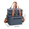 Large blue and orange double-layer insulated lunch bag with dimensions 25x18x27.5cm - TG14 Double Layer Cooler Bag / Navy Blue
