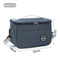 Medium size blue insulated lunch bag for outdoor picnic with shoulder strap - Medium Size (26x14x18cm) / Navy Blue