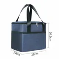 Large blue insulated cationic fabric lunch bag with 22x17x20.5cm dimensions - Navy Blue