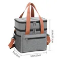Double-layer gray insulated lunch bag with orange handles and shoulder strap 25cm long - TG14 Double Layer Cooler Bag / Gray
