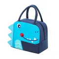 Insulated lunch bag with cute cartoon dinosaur design for school or office - 3D Insulated Style / Navy Crocodile