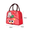 Cute red cartoon insulated lunch bag with bunny and apple print, size 22x13x19cm. - Apple Red / 22x13x19cm