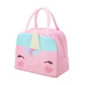 Pink unicorn insulated lunch bag with handles for school or office use - 3D Insulated Style / Dark Pink Pony
