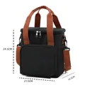 Large black and brown insulated picnic lunch bag with 24.5x21.5x14.5cm dimension markings - Extra Tall Version / 21.5x14.5x24.5cm / Black