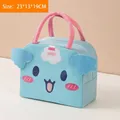 Sac à déjeuner isotherme dessin animé bleu ciel avec poignées roses, taille 23x13x19cm - Licorne Bleue (Style Dessin Animé)