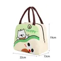 Insulated cream puppy cartoon lunch bag, portable lunch box tote, 22x13x19cm size - Avocado White / 22x13x19cm