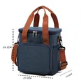 Blue insulated picnic bag with orange straps and 24.5cm height dimension label - Extra Tall Version / 21.5x14.5x24.5cm / Navy Blue